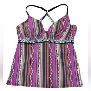 Title Nine Tankini Underwire Size 34DD Colorful Aztec Print